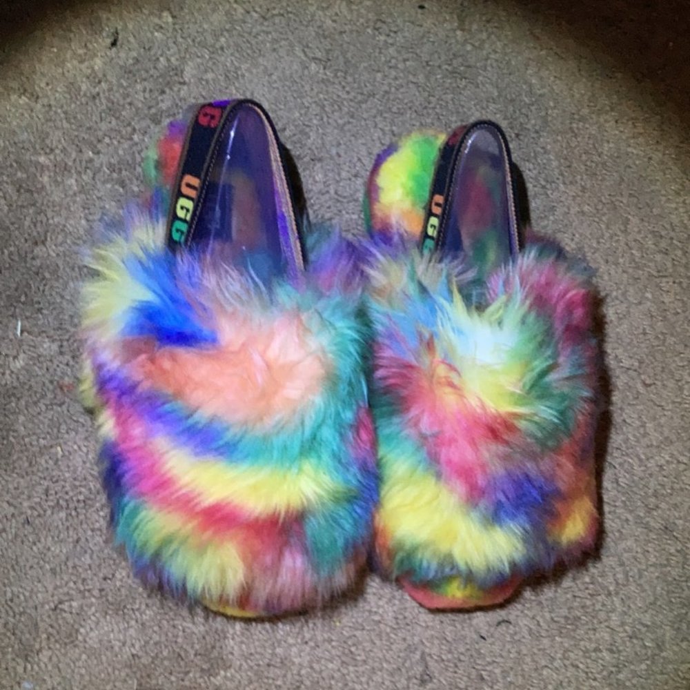Fluff Yeah Pride Genuine Shearling Sandal